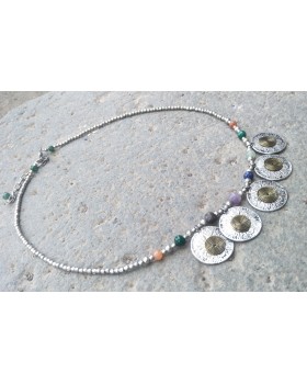 Silver Plated Two Toned Coin Necklace For Women